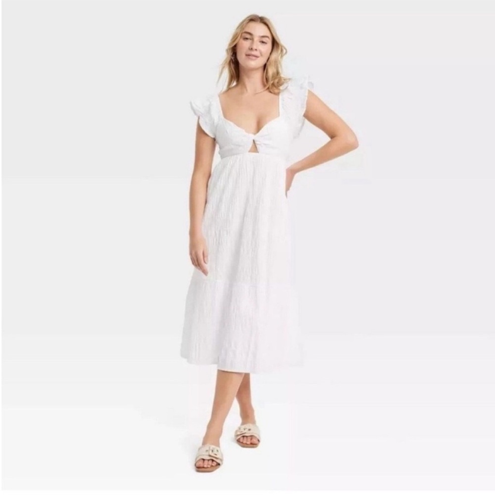 Universal Thread Women’s Flutter Short Sleeve Midi A-Line Cutout Dress XL NWT
